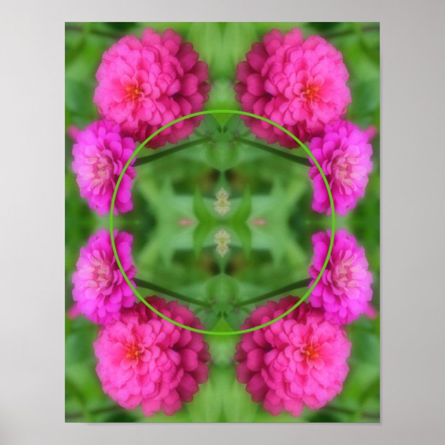 Pink Zinnia Flowers Frame Create Your Own Photo Poster (Front)