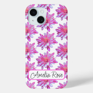 Pink zinnia, pink daisy, pretty floral pattern iPhone 15 case