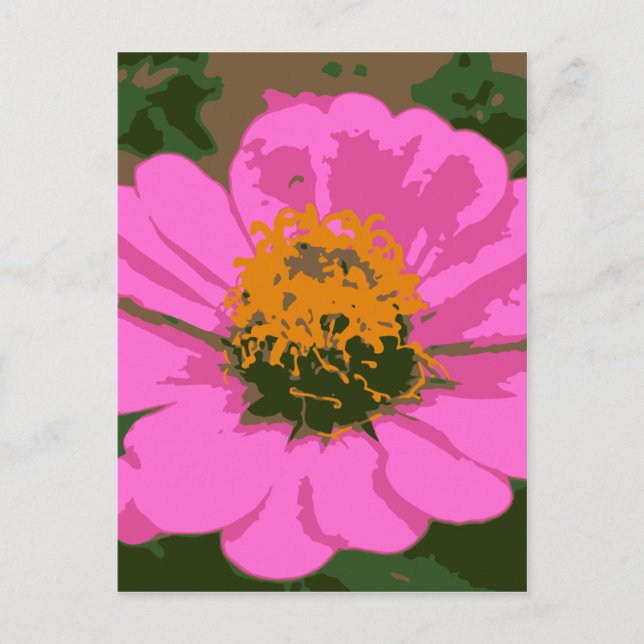 Pink Zinnia Postcard (Front)