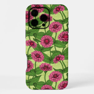 Pink Zinnias on light green iPhone 16 Pro Max Case