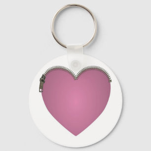 Pink Zipped Heart Key Ring