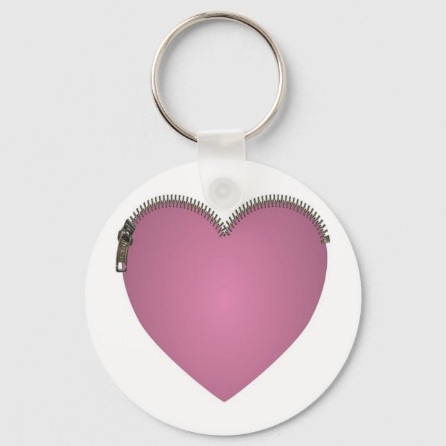 Pink Zipped Heart Key Ring (Front)