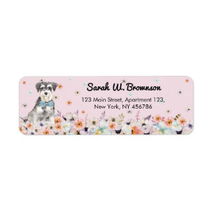 Pink ZwergSchnauzer Dog Return Address Label