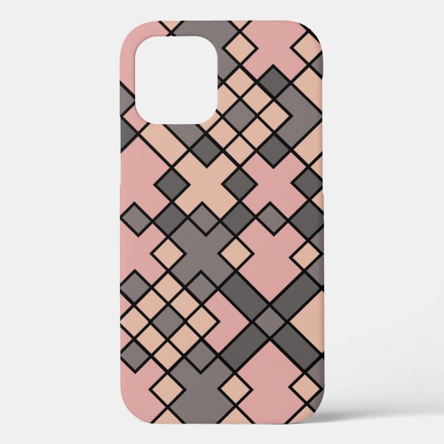 Pinka and purple black grids pattern Case-Mate iPhone case (Back)