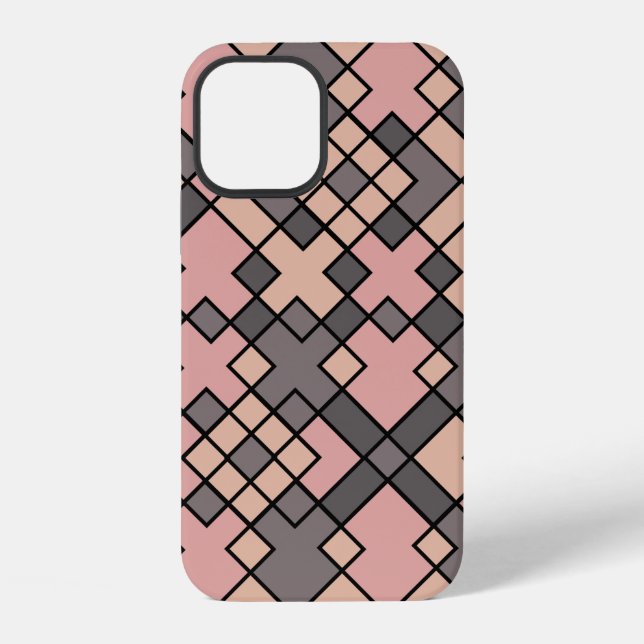 Pinka and purple black grids pattern iPhone case (Back)