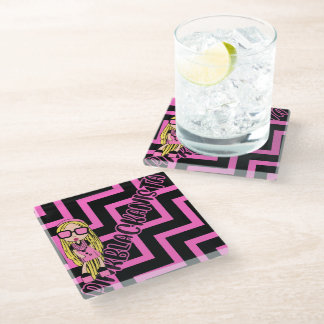 pinkblackanista glass coaster