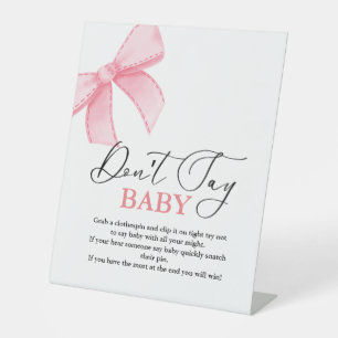  PinkBow don't say baby' Baby Shower Game sign