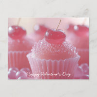 Pinke Cupcakes with cherry Valentine's Day