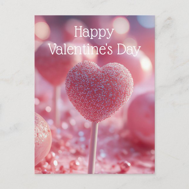 Pinke Herz Cake Pops Postcard (Front)