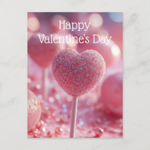 Pinke Herz Cake Pops Valentinstag Postcard