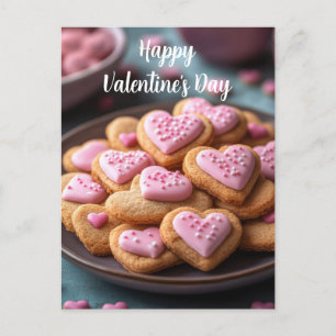 Pinke Keksherzen Valentinstag Postcard