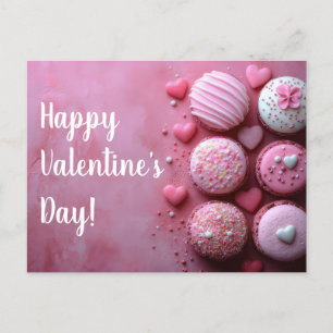 Pinke Macarones mit Herzen Valentinstag Postcard
