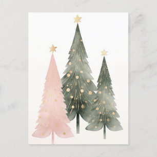 Pinke und grüne Weihnachtsbäume  Postcard