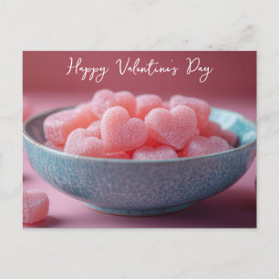 Pinke Zucker Herzen in Schale Valentinstag Postcard
