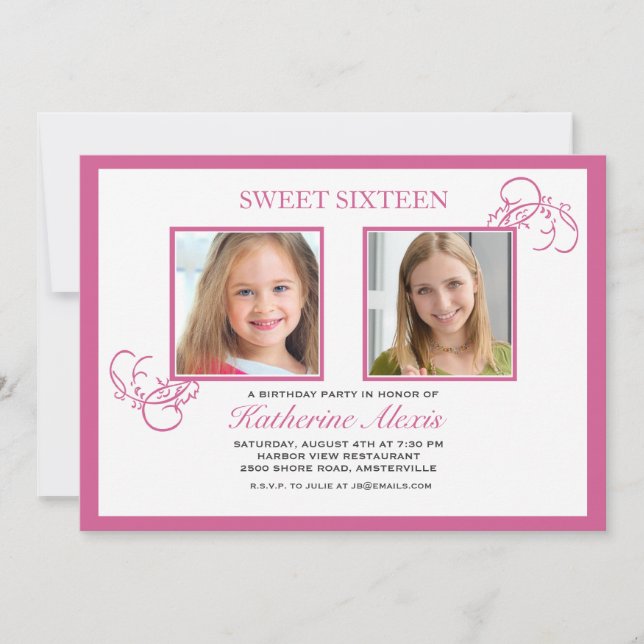 Pinkest Pink Photo Invitation (Front)