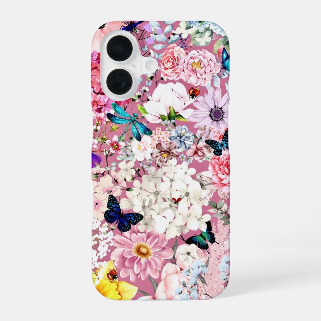 PinkFlower Abundance  iPhone 16 Case (Back)