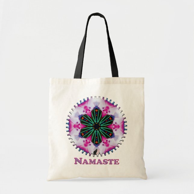 Pinkie Namaste Kaleidoscope Tote Bag (Front)
