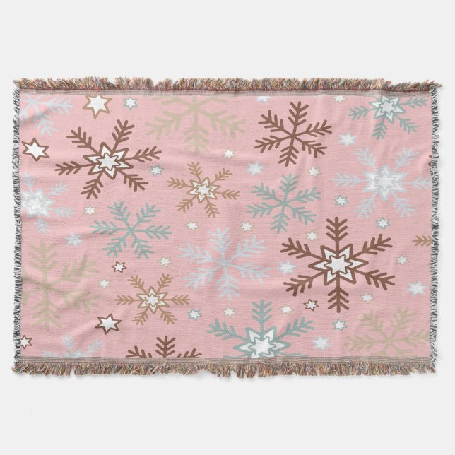 Pinkie Snowflake  Throw Blanket (Front)