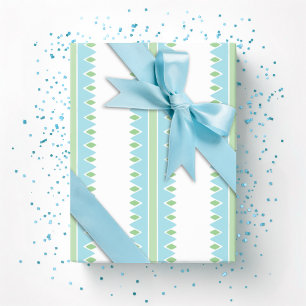 Pinking Stripe in Green and Aqua Wrapping Paper