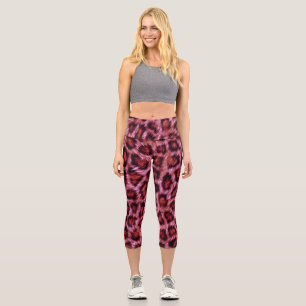pinkish cheetah print capri leggings