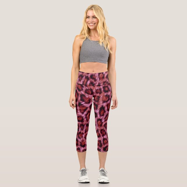 pinkish cheetah print capri leggings (Front)