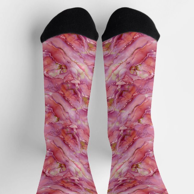 Pinkish Flowing Marble Socks (Top)