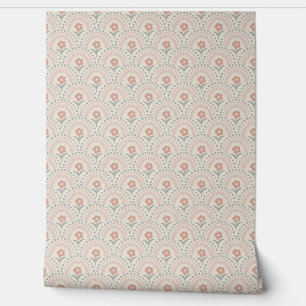 Pinkish Grey Floral Pattern Wallpaper