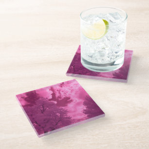 Pinkish Hues Infrared Cloud Glass Coaster