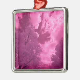 Pinkish Hues Infrared Cloud Metal Ornament