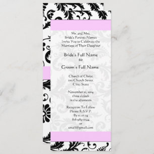 Pinkish Lavender Damask Swirls Wedding Invitation