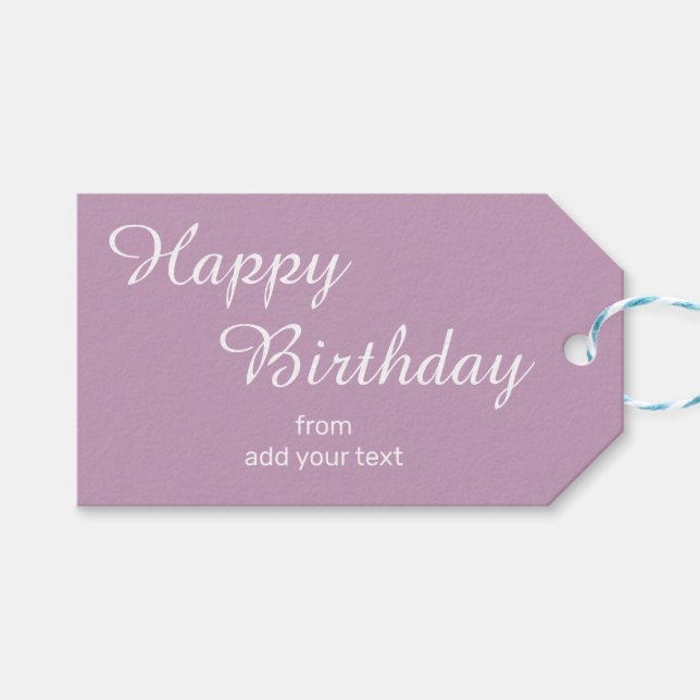 Pinkish Lilac Birthday Gift Tags (Front (Horizontal))
