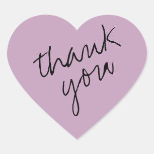 Pinkish Lilac Heart Thank You Sticker