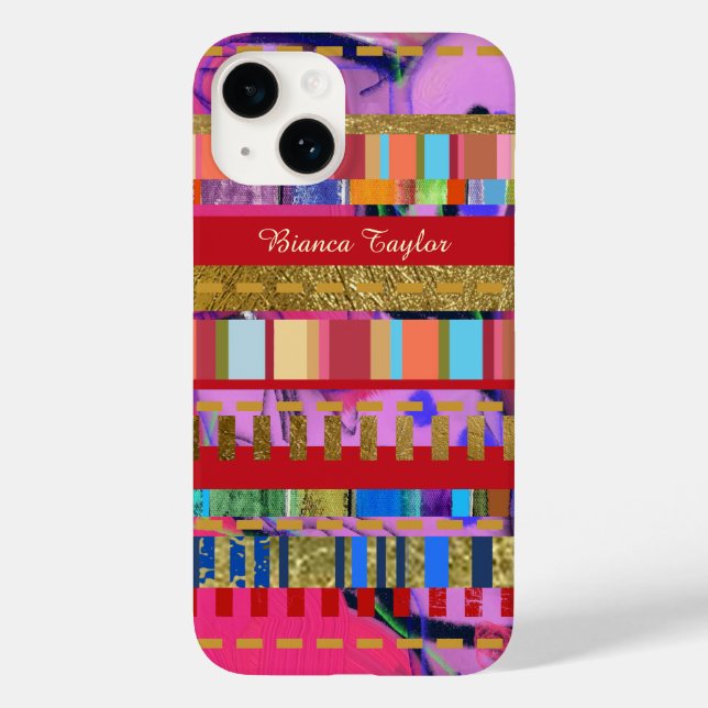 pinkish pattern . colourful stripes on pink girly Case-Mate iPhone case (Back)