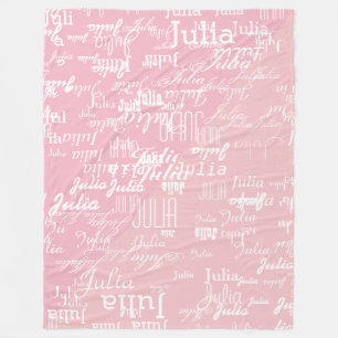 pinkish pattern of names for her . two pink tones fleece blanket