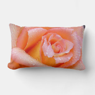 Pinkish Peach Rose Pillow-Customisable Lumbar Cushion