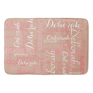 Pinkish Pink Rosy Name Bath Mat