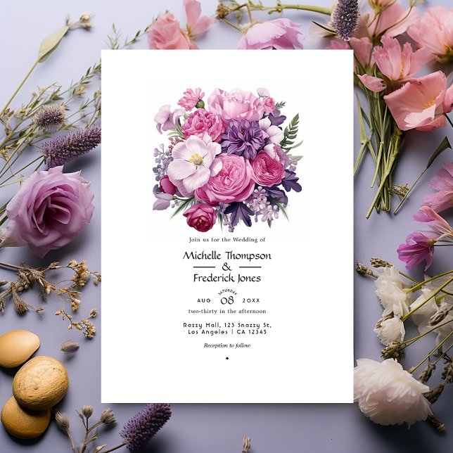 Pinkish Purple Floral Spring Wedding Invitation (Creator Uploaded)