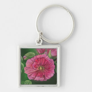 Pinkish Red Hollyhock and Siblings_0075 & 0082 Key Ring