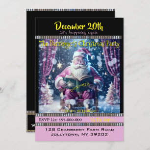 Pinkish Santa Snow Day Christmas Party Invitation