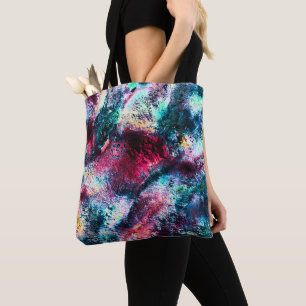 Pinkish splash increase that look like rock crater tote bag