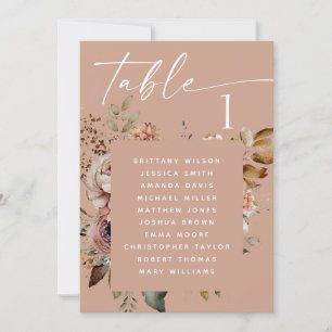 Pinkish Tan boho floral wedding seating chart Invitation