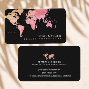 Pinkish World Map Travel Consultant Business Card