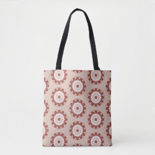 Pinkk and Burgundy Floral Mandala Pattern Tote Bag