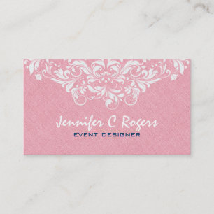PinkLinen White Floral Lace Event Designer Business Card