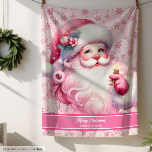 Pinkmas Personalized Santa Blanket for Girls Cozy