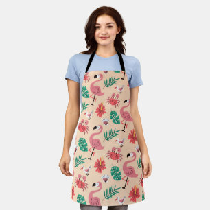 PinkPink Flamingo Summer Tropical Pattern-23123 Apron