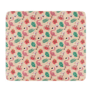 PinkPink Flamingo Summer Tropical Pattern-23123 Cutting Board