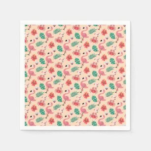 PinkPink Flamingo Summer Tropical Pattern-23123 Napkin