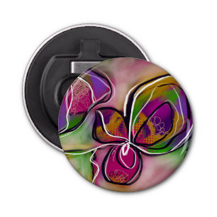 Pinks and Greens Button Bottle Opener (magnet)