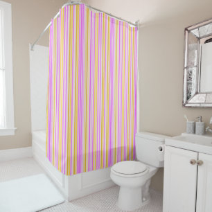 Pinks And Yellow Stripe Shower Curtain